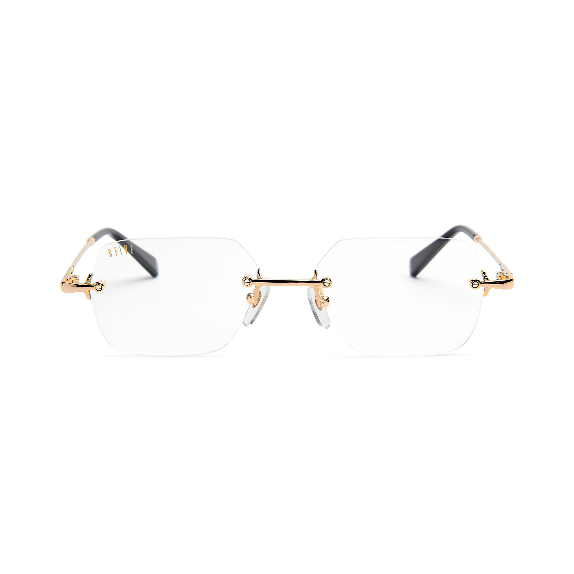 9five Clarity Black and Gold Clear Lens Glasses