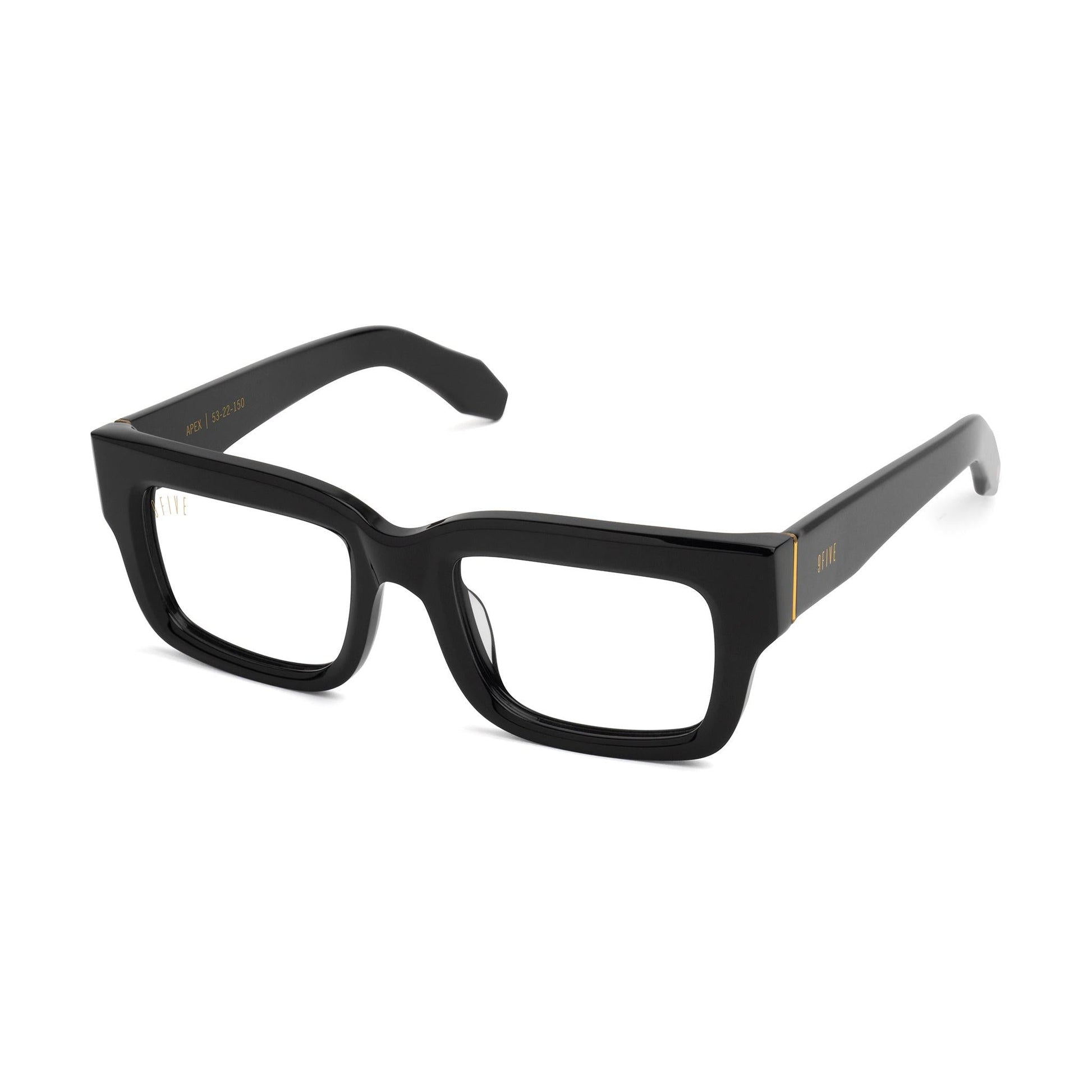 9FIVE Apex Black & 24K Gold Clear Lens Glasses