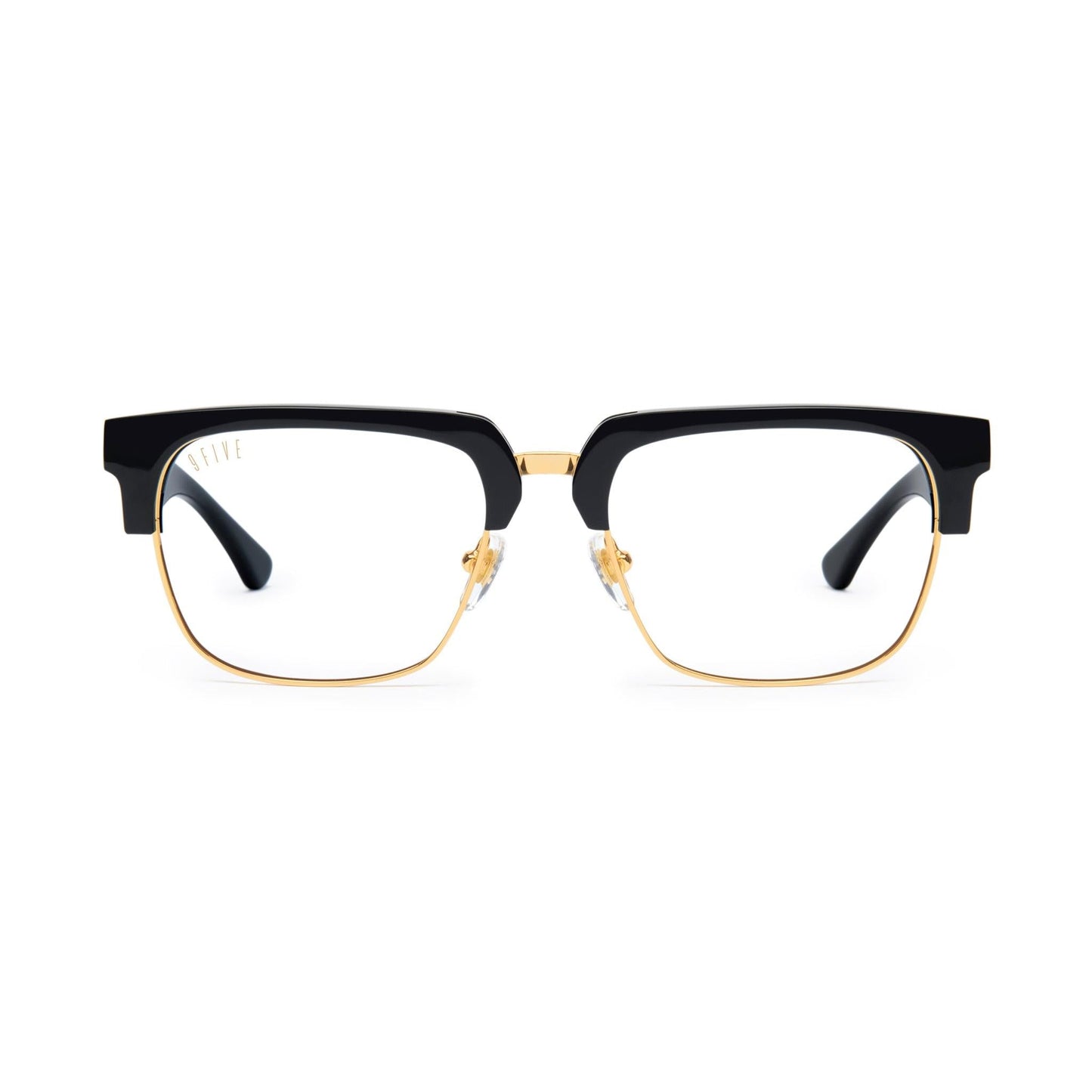 9FIVE Belmont Black & 24K Gold Clear Lens Glasses