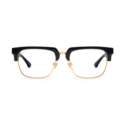 9FIVE Belmont Black & 24K Gold Clear Lens Glasses