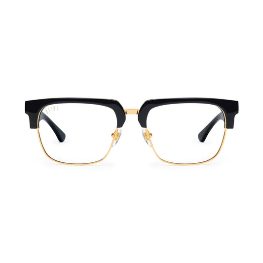 9FIVE Belmont Black & 24K Gold Clear Lens Glasses