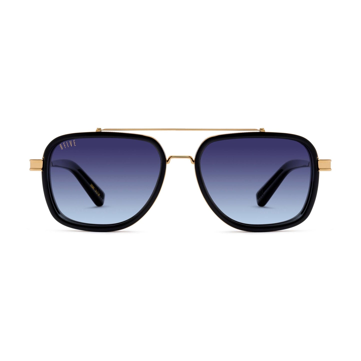 9FIVE Crowns Black & 24K Gold - Midnight Blue Gradient Sunglasses
