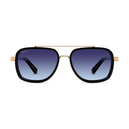 9FIVE Crowns Black & 24K Gold - Midnight Blue Gradient Sunglasses