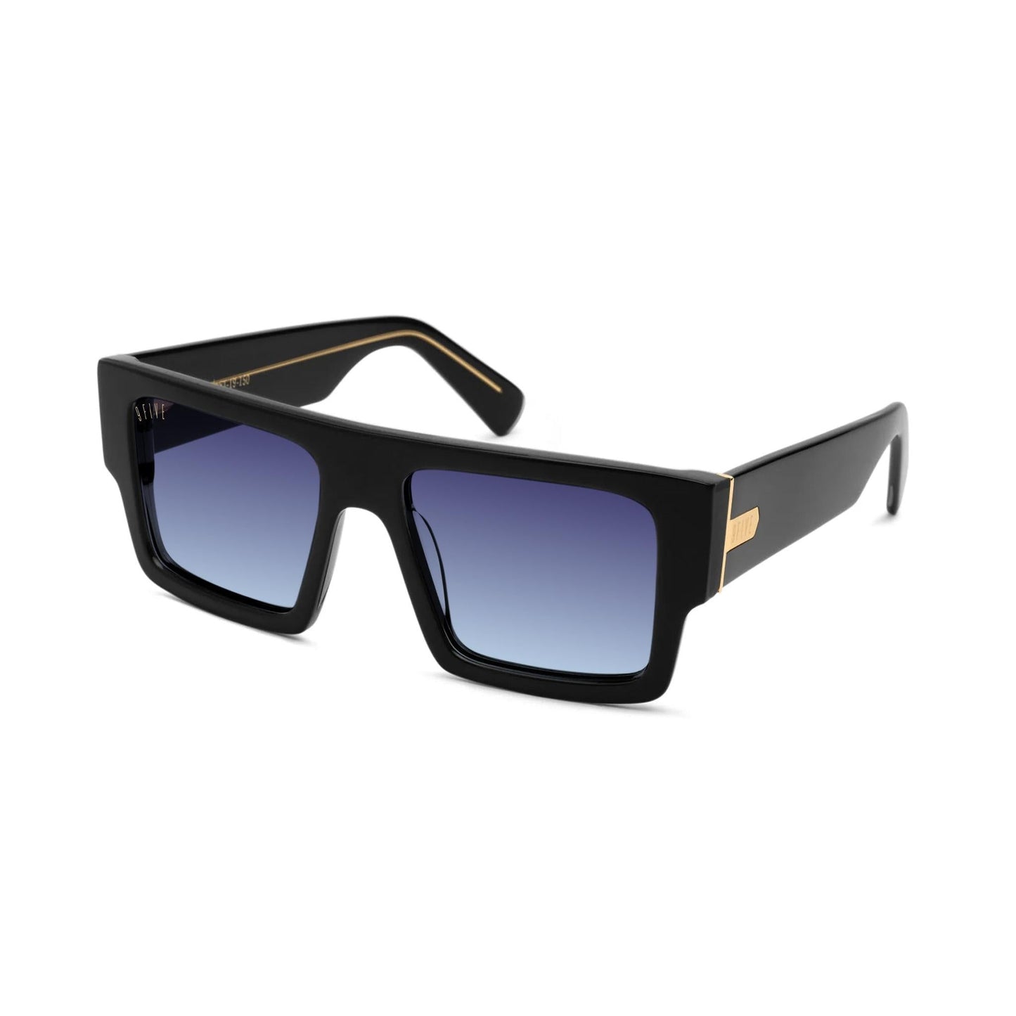 9FIVE Diego Black & 24K Gold - Midnight Blue Gradient Sunglasses
