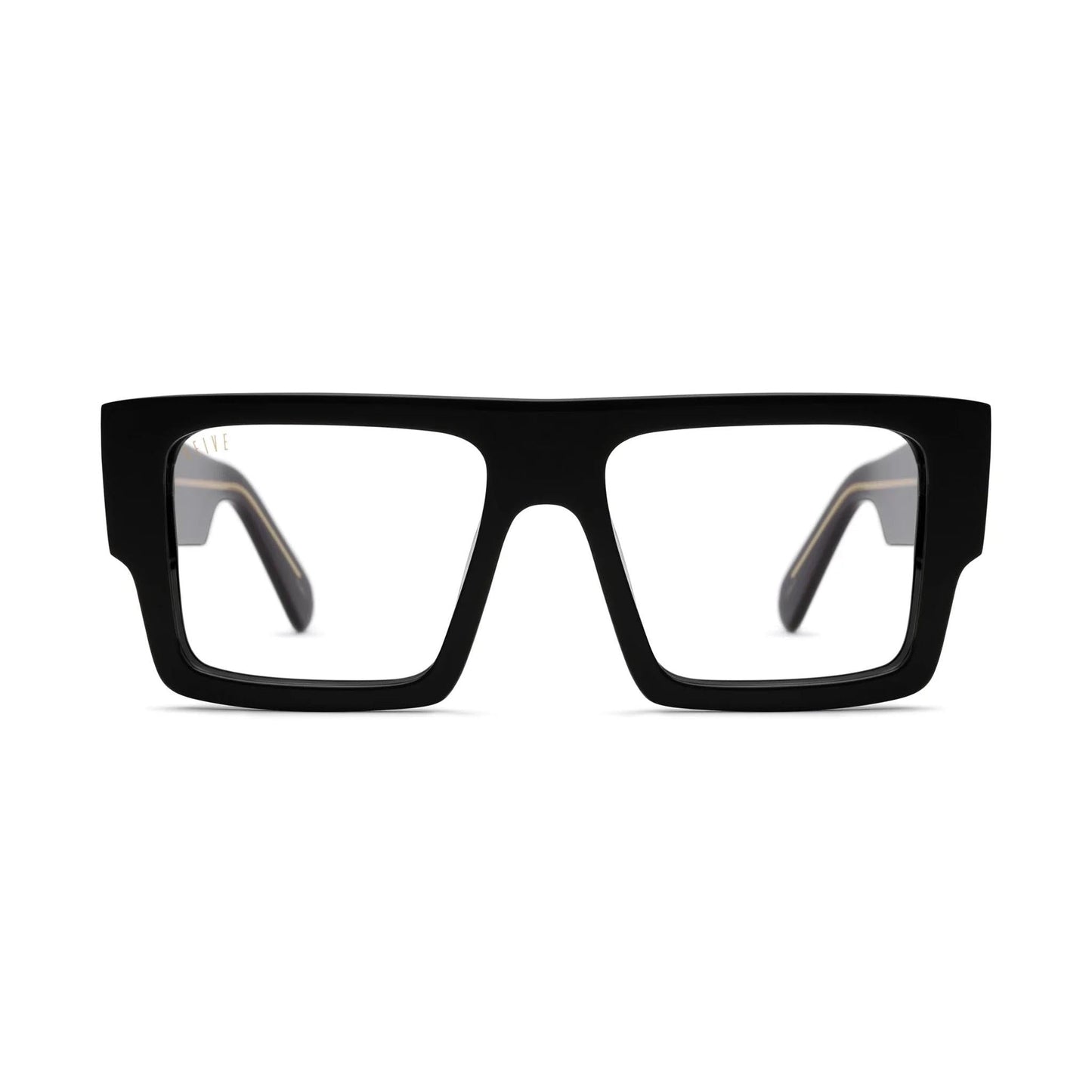 9FIVE Diego Black & 24K Gold Clear Lens Glasses