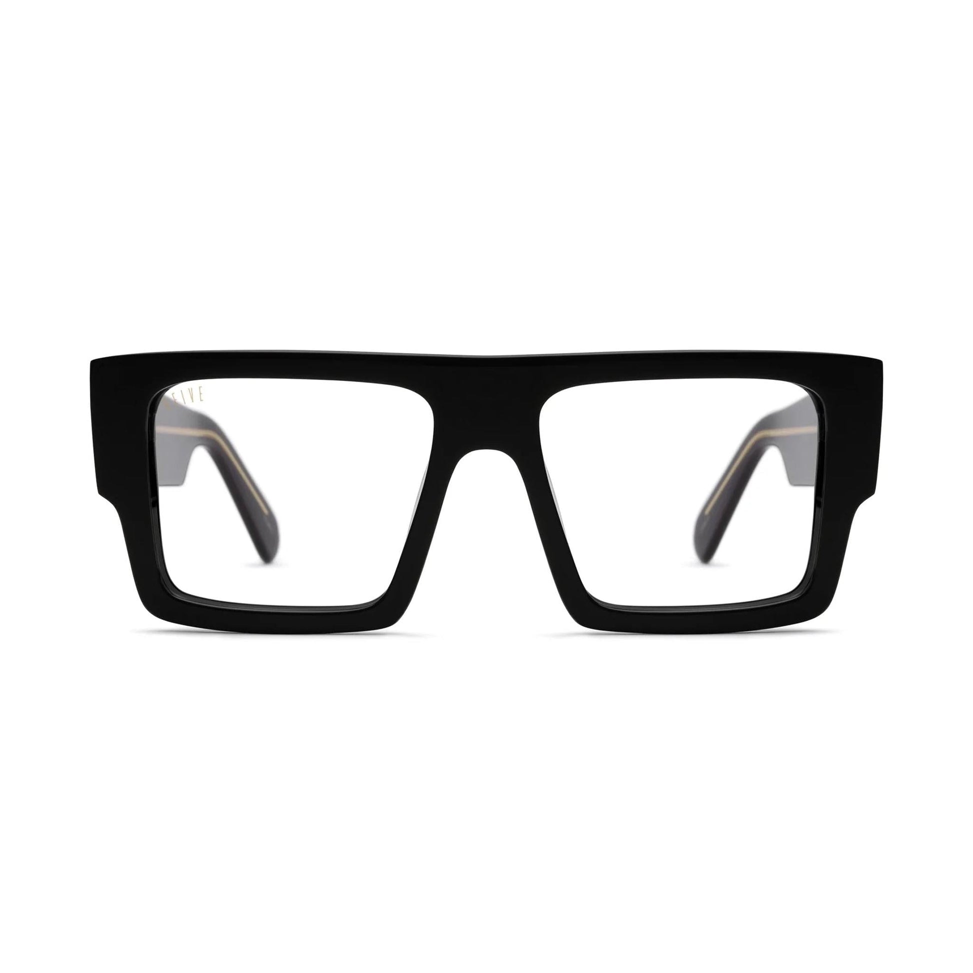9FIVE Diego Black & 24K Gold Clear Lens Glasses
