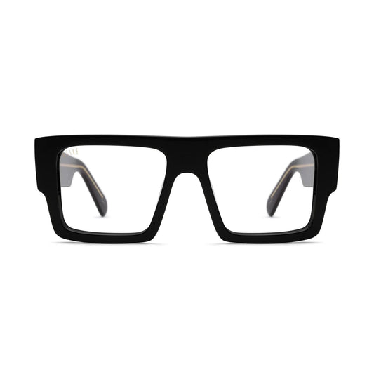 9FIVE Diego Black & 24K Gold Clear Lens Glasses
