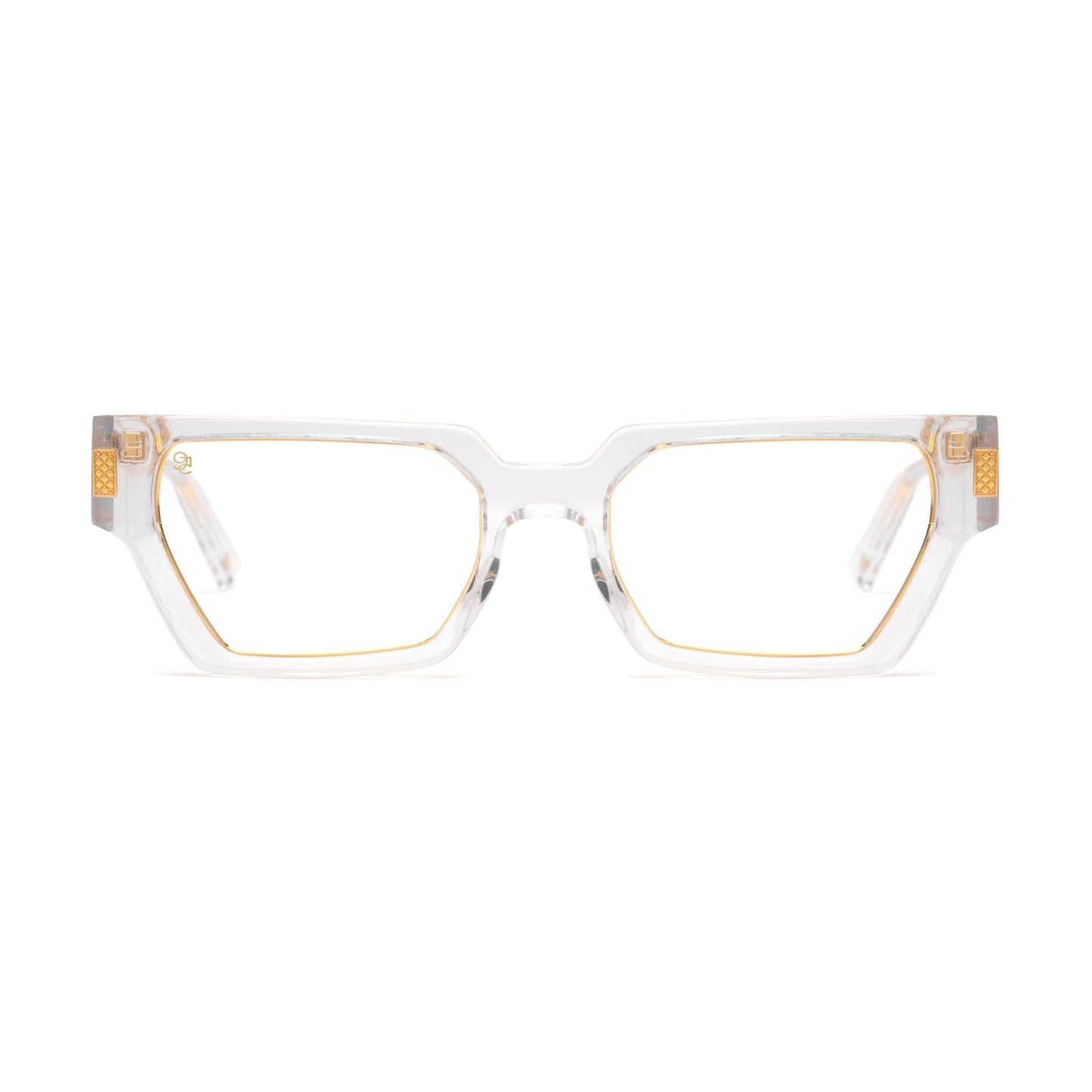 9FIVE Locks Crystal & 24K Gold Clear Lens Glasses