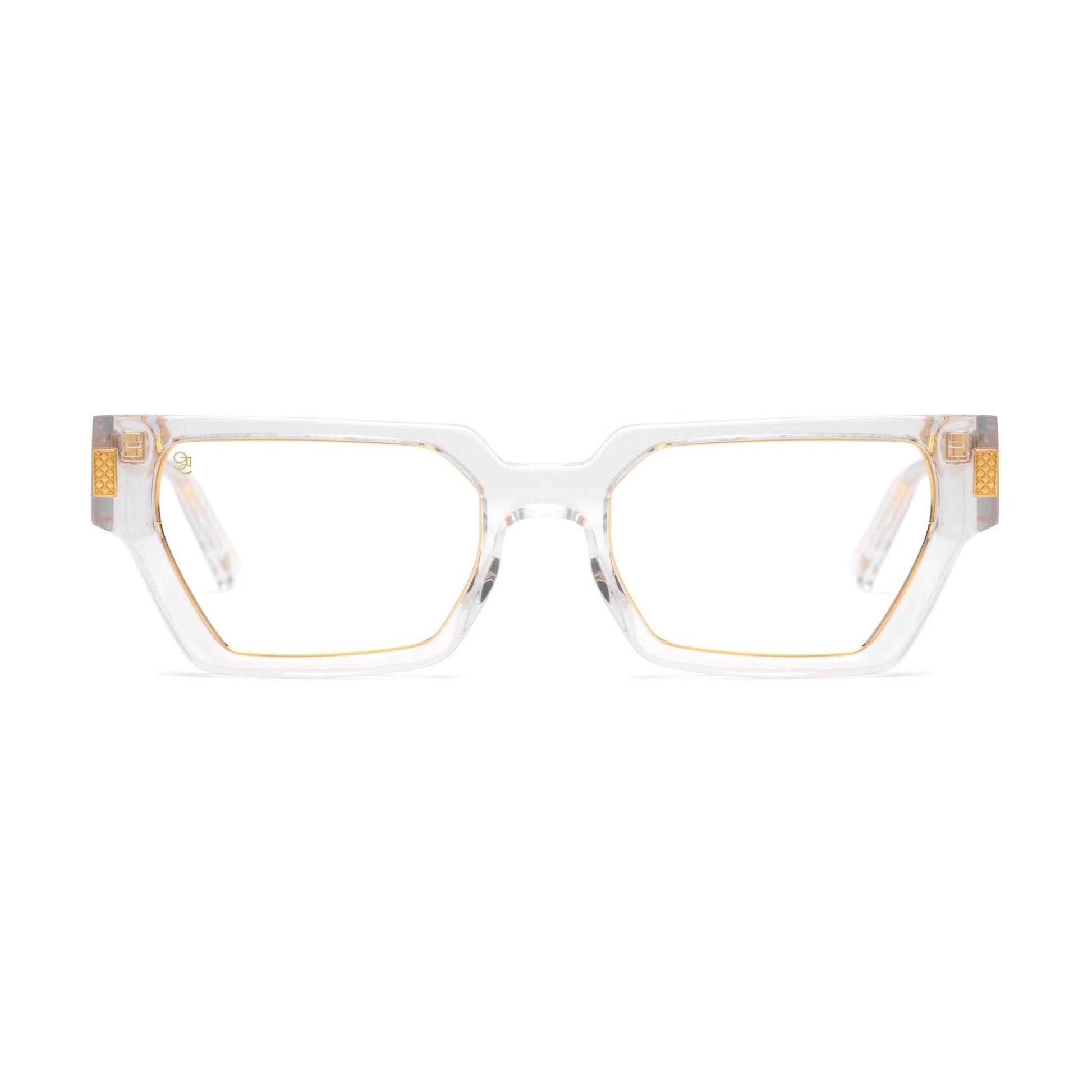 9FIVE Locks Crystal & 24K Gold Clear Lens Glasses