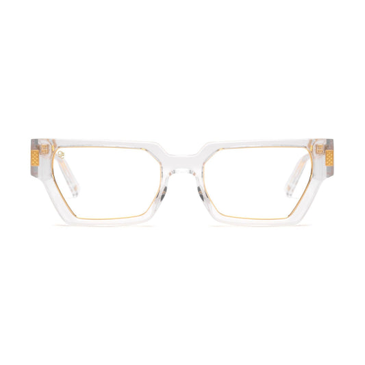 9FIVE Locks Crystal & 24K Gold Clear Lens Glasses