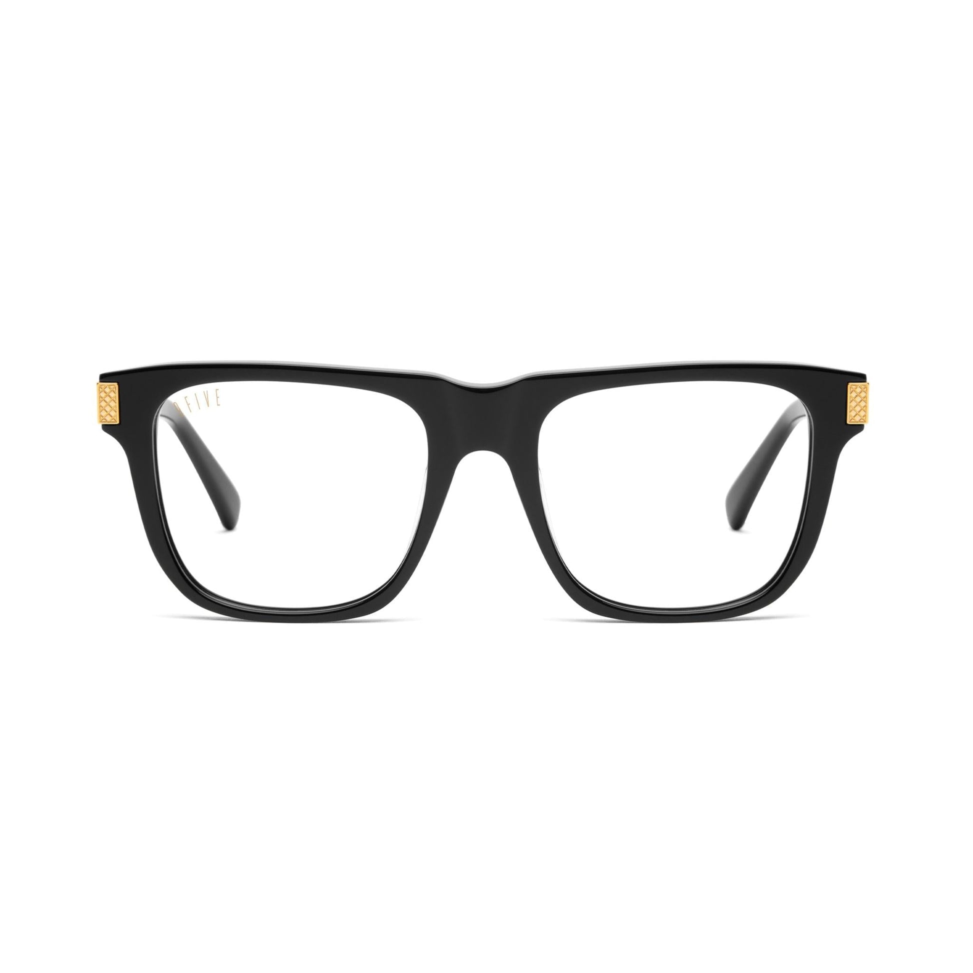 9FIVE Ocean Black & 24K Gold Clear Lens Glasses