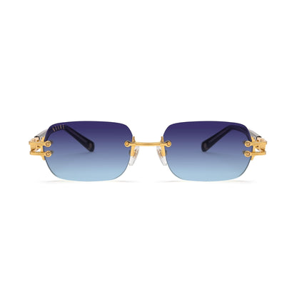 9FIVE Purity Black & 24K Gold - Midnight Blue Gradient Sunglasses