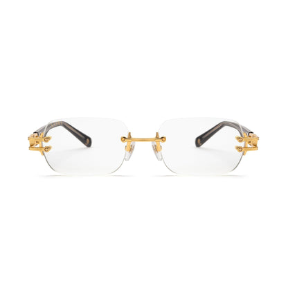 9FIVE Purity Black & 24K Gold Clear Lens Glasses