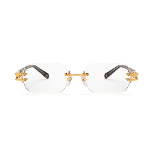 9FIVE Purity Black & 24K Gold Clear Lens Glasses