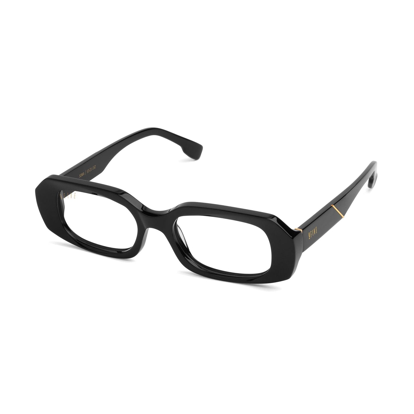 9FIVE Soma Black & 24K Gold Clear Lens Glasses