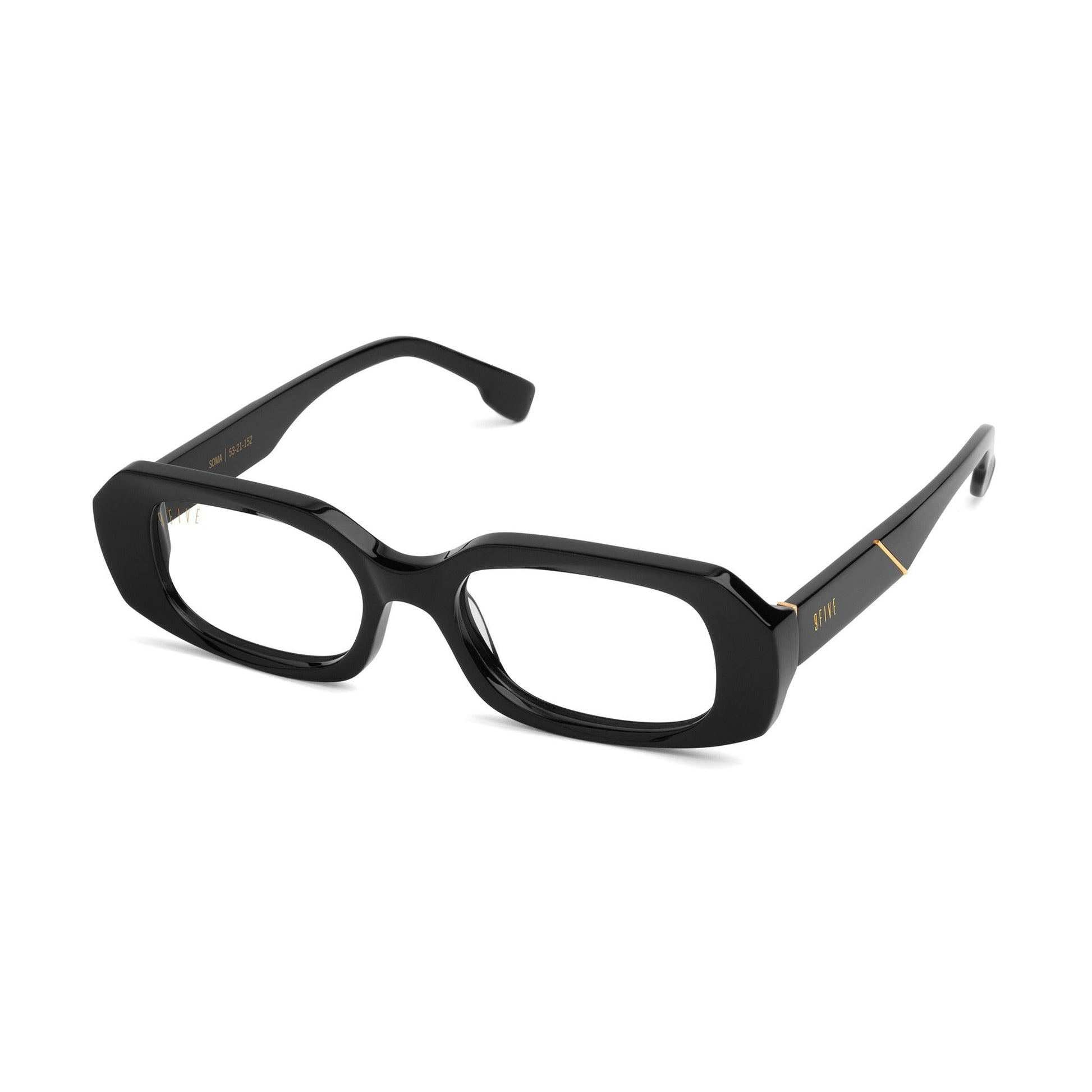 9FIVE Soma Black & 24K Gold Clear Lens Glasses