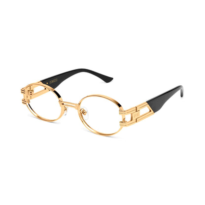 9FIVE St. James Black & 24k Gold Clear Lens Glasses
