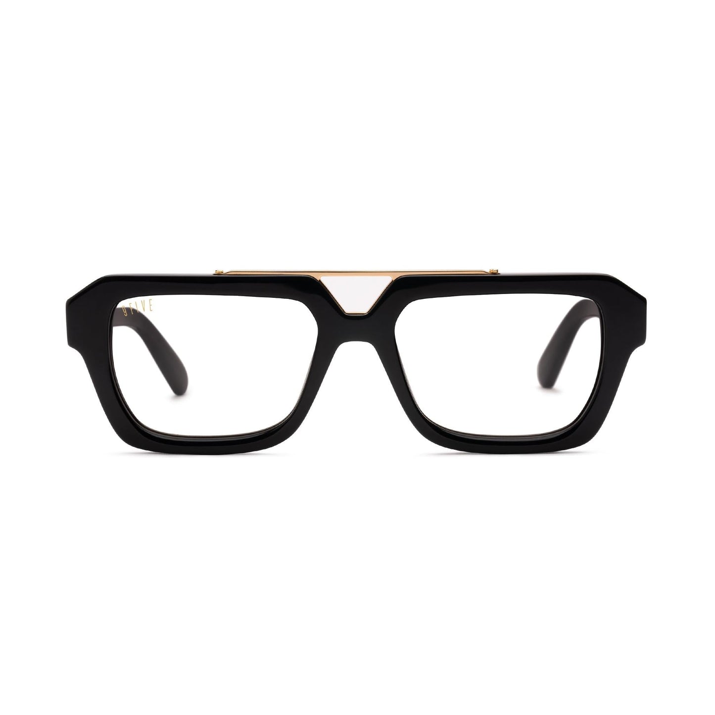 9FIVE Valley Black & 24K Gold Clear Lens Glasses