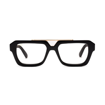 9FIVE Valley Black & 24K Gold Clear Lens Glasses