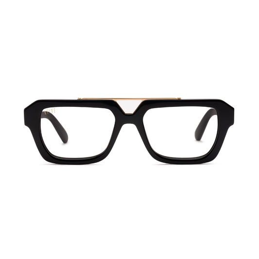 9FIVE Valley Black & 24K Gold Clear Lens Glasses