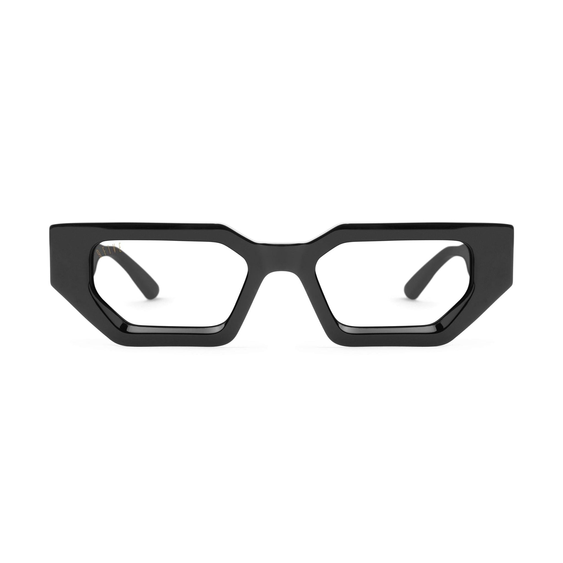 9FIVE Vincent Black & 24K Gold - Clear Lens Glasses