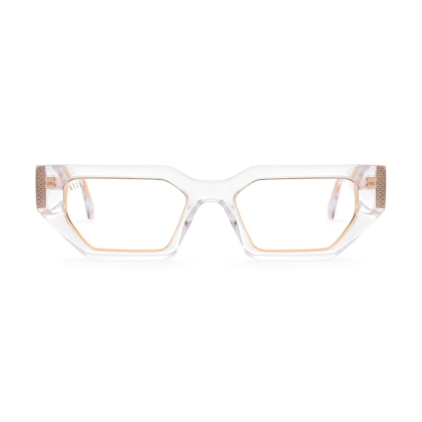 9FIVE Vincent Crystal & 24K Gold - Clear Lens Glasses