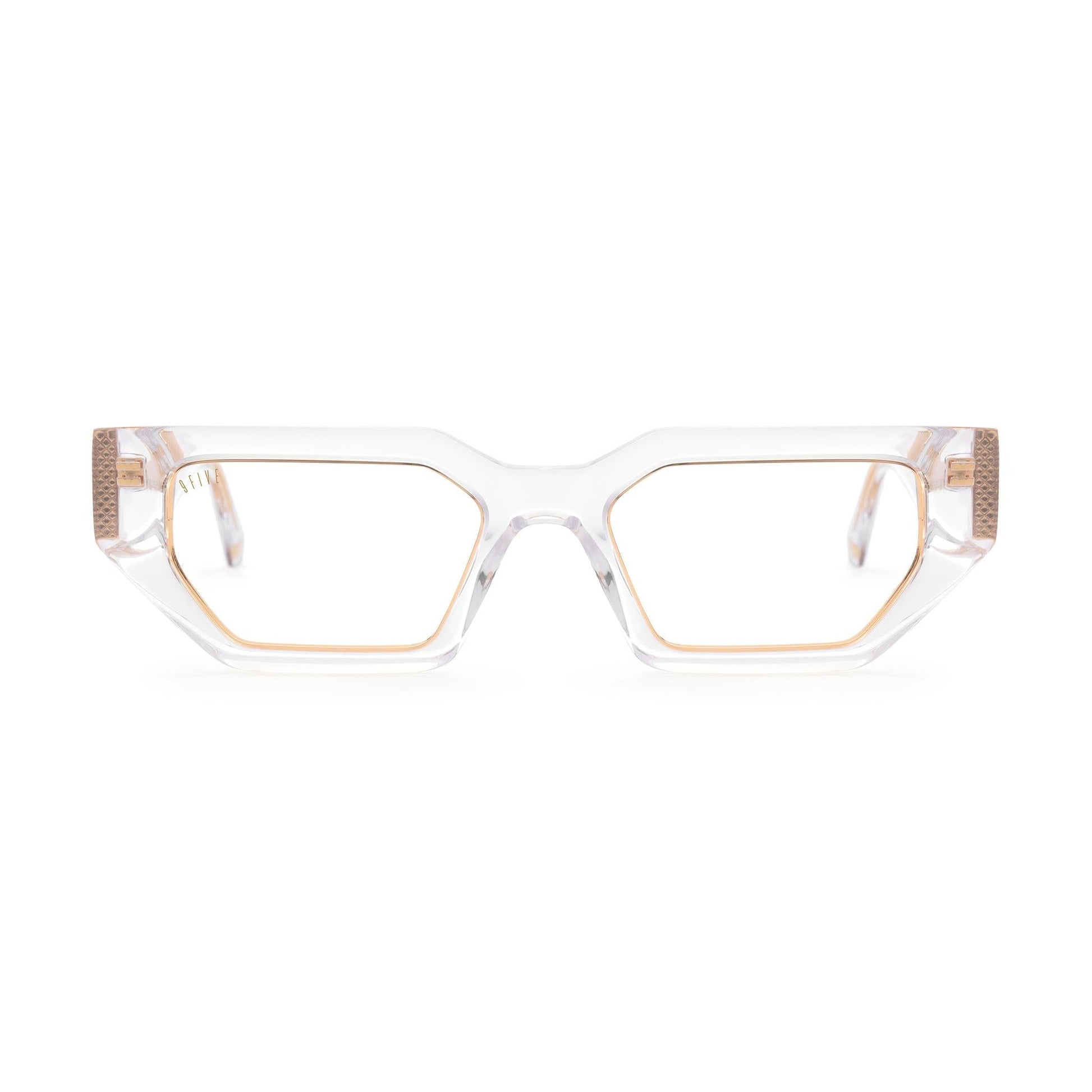 9FIVE Vincent Crystal & 24K Gold - Clear Lens Glasses